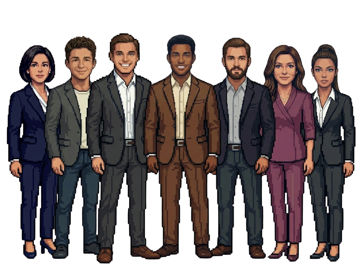 The Clyde cast — pixel-art characters from the app